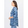 Woman Within Plus Size Rayon 7-Day Three-Quarter Sleeve Tab-Front Tunic(Navy Texture Tie Dye)