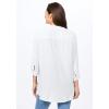 Woman Within Plus Size Rayon 7-Day Three-Quarter Sleeve Tab-Front Tunic(White)