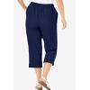 Woman Within Plus Size Seersucker Pull-On Elastic-Waist Capri Pants(Navy)