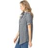 Woman Within Plus Size Short-Sleeve Button Down Seersucker Shirt(Black Gingham)