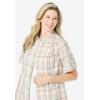 Woman Within Plus Size Short-Sleeve Button Down Seersucker Shirt(New Khaki Plaid)