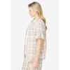 Woman Within Plus Size Short-Sleeve Button Down Seersucker Shirt(New Khaki Plaid)