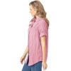 Woman Within Plus Size Short-Sleeve Button Down Seersucker Shirt(Raspberry Sorbet Pop Stripe)