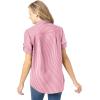 Woman Within Plus Size Short-Sleeve Button Down Seersucker Shirt(Raspberry Sorbet Pop Stripe)