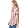 Woman Within Plus Size Short-Sleeve Button Down Seersucker Shirt(Rose Pink Camp Plaid)
