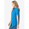 Woman Within Plus Size Short-Sleeve Button Down Seersucker Shirt(Vibrant Blue)