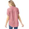 Woman Within Plus Size Short-Sleeve Button Down Seersucker Shirt(Vivid Red Gingham)