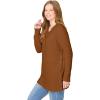 Woman Within Plus Size Side Button V-Neck Waffle Knit Sweater(Antique Copper)