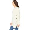 Woman Within Plus Size Side Button V-Neck Waffle Knit Sweater(Ivory)