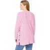Woman Within Plus Size Side Button V-Neck Waffle Knit Sweater(Pink)