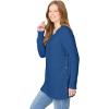 Woman Within Plus Size Side Button V-Neck Waffle Knit Sweater(Royal Navy)