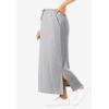 Woman Within Plus Size Sport Knit Side-Slit Skirt(Heather Grey)