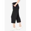 Woman Within Plus Size Sport-Knit Pull-On Capri Pants(Black)