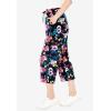 Woman Within Plus Size Sport-Knit Pull-On Capri Pants(Black Multi Floral)
