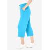 Woman Within Plus Size Sport-Knit Pull-On Capri Pants(Paradise Blue)