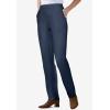 Woman Within Plus Size Straight Leg Elastic Waist Stretch Fineline Denim Jean (Petite & Tall Available)(Navy)