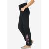 Woman Within Plus Size Straight-Leg Stretch Denim Five-Pocket Jeans(Black Bloom Embroidery)