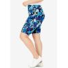 Woman Within Plus Size Stretch Cotton Bike Short(Black Watercolor Flowers)