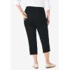 Woman Within Plus Size Stretch Denim Five-Pocket Capri Jeans(Black Bloom Embroidery)