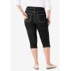 Woman Within Plus Size Stretch Denim Five-Pocket Capri Jeans(Black Denim)