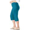 Woman Within Plus Size Stretch Denim Five-Pocket Capri Jeans(Deep Teal)