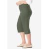 Woman Within Plus Size Stretch Denim Five-Pocket Capri Jeans(Olive Green)