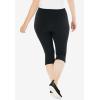 Woman Within Plus Size Stretch-Cotton Knit Pull-On Capri Leggings(Black)