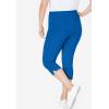 Woman Within Plus Size Stretch-Cotton Knit Pull-On Capri Leggings(Bright Cobalt)