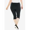Woman Within Plus Size Stretch-Cotton Knit Pull-On Capri Leggings(Heather Charcoal)