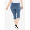 Woman Within Plus Size Stretch-Cotton Knit Pull-On Capri Leggings(Heather Navy)