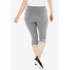 Woman Within Plus Size Stretch-Cotton Knit Pull-On Capri Leggings(Medium Heather Grey)