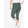 Woman Within Plus Size Stretch-Cotton Knit Pull-On Capri Leggings(Pine)