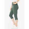 Woman Within Plus Size Stretch-Cotton Knit Pull-On Capri Leggings(Pine)