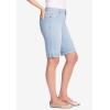Woman Within Plus Size Stretch-Denim Five-Pocket Bermuda Jeans Shorts(Medium Stonewash Floral Embroidery)