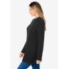Woman Within Plus Size Ultra Soft Waffle Thermal Sweatshirt(Black)