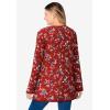 Woman Within Plus Size Ultra Soft Waffle Thermal Sweatshirt(Classic Red Multi Delicate Floral)