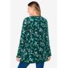 Woman Within Plus Size Ultra Soft Waffle Thermal Sweatshirt(Emerald Green Multi Delicate Floral)