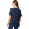 Woman Within Plus Size Waffle Thermal Satin Trim Tee(Navy)