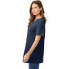 Woman Within Plus Size Waffle Thermal Satin Trim Tee(Navy)