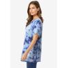 Woman Within Plus Size Waffle Thermal Satin Trim Tee(Navy Tie Dye)