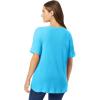 Woman Within Plus Size Waffle Thermal Satin Trim Tee(Paradise Blue)