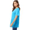 Woman Within Plus Size Waffle Thermal Satin Trim Tee(Paradise Blue)