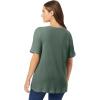 Woman Within Plus Size Waffle Thermal Satin Trim Tee(Pine)