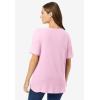 Woman Within Plus Size Waffle Thermal Satin Trim Tee(Pink)