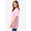Woman Within Plus Size Waffle Thermal Satin Trim Tee(Pink)