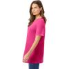 Woman Within Plus Size Waffle Thermal Satin Trim Tee(Raspberry Sorbet)