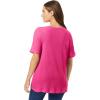 Woman Within Plus Size Waffle Thermal Satin Trim Tee(Raspberry Sorbet)