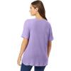 Woman Within Plus Size Waffle Thermal Satin Trim Tee(Soft Iris)