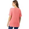 Woman Within Plus Size Waffle Thermal Satin Trim Tee(Sweet Coral)