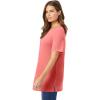 Woman Within Plus Size Waffle Thermal Satin Trim Tee(Sweet Coral)